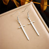 Fashion Creative Goldplated Stainless Steel Cross Sword Pendant Earrings