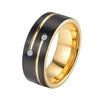 Fashion Creative Groove Diamond Stainless Steel Two Color Ring