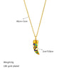 Fashion Creative Horn Pendant Accessories Titanium Steel Chain Necklace And Earrings With Oil Printing And Electroplating