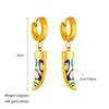 Fashion Creative Horn Pendant Accessories Titanium Steel Chain Necklace And Earrings With Oil Printing And Electroplating
