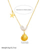 Fashion Creative Irregular Pearl Starfish Scallop Pendant Stainless Steel Gold Plated Necklace For Women With Star Pattern