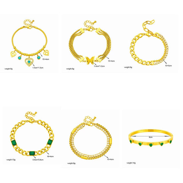 Fashion Creative Love Square Multilayer Chain Stacked Titanium Steel Butterfly Diamondencrusted Electroplated Women's Bracelet