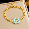 Fashion Creative Multi Element Pendant Chain Stainless Steel Bracelet With Flower Shape And Electroplating For Women