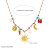 Fashion Creative Multielement Stainless Steel Goldplated Sun Moon Compass Star Chili Pendant Woven Necklace For Women