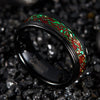 Fashion Creative Red And Green Carbon Fiber And Stainless Steel Dragon Ring With Geometric Style