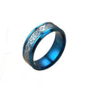 Fashion Creative Red And Green Carbon Fiber And Stainless Steel Dragon Ring With Geometric Style