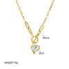 Fashion Creative Retro Faceted Colorful Crystal Heart Pendant Stainless Steel Chain Necklace With Mixed Gem Inlay And Electroplating