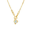 Fashion Creative Retro Faceted Colorful Crystal Heart Pendant Stainless Steel Chain Necklace With Mixed Gem Inlay And Electroplating