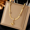 Fashion Creative Retro Frosted Threedimensional Butterfly Pendant Titanium Steel Necklace With Snake Bone Chain And Electroplating