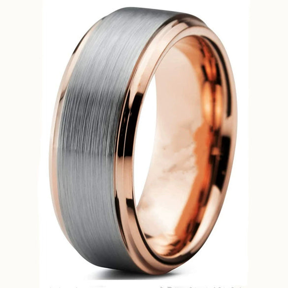 Fashion Creative Rose Gold Brushed Stainless Steel Ring