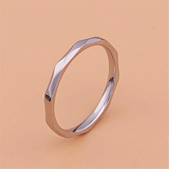 Fashion Creative Silver Bilateral Rhombus Stainless Steel Ring