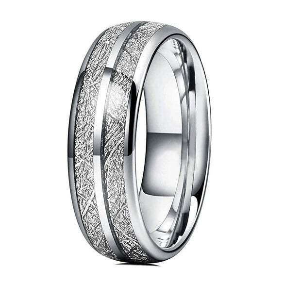 Fashion Creative Silver Double Slot Stainless Steel Ring Jewelry