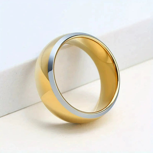 Fashion Creative Silver Flat Slotted Stainless Steel Ring With Geometric Style And Electroplating