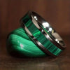 Fashion Creative Silver Green Emperor Stainless Steel Ring With Geometric Style And Electroplating Treatment