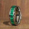 Fashion Creative Silver Green Emperor Stainless Steel Ring With Geometric Style And Electroplating Treatment