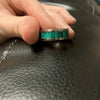 Fashion Creative Silver Green Emperor Stainless Steel Ring With Geometric Style And Electroplating Treatment