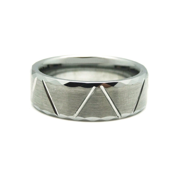 Fashion Creative Silver Twill Bevel Cutting Stainless Steel Ring