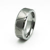 Fashion Creative Silver Twill Bevel Cutting Stainless Steel Ring