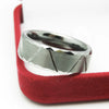 Fashion Creative Silver Twill Bevel Cutting Stainless Steel Ring