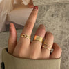 Fashion Creative Simple Fashion Geometric Chain Opening Twist Ring Three-piece Set