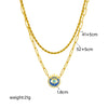 Fashion Creative Simple Titanium Steel Box Chain Double Layer Stacked Geometric Blue Eye Pendant Necklace With Electroplating