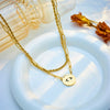 Fashion Creative Simple Titanium Steel Box Chain Double Layer Stacked Geometric Blue Eye Pendant Necklace With Electroplating