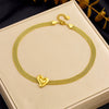 Fashion Creative Simple Wide Mesh Chain Jewelry Stainless Steel Gold Plated Love Star Irregular Necklace With Heart Water Drop Bell Pattern For Women