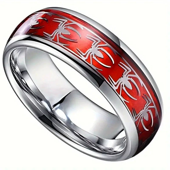 Fashion Creative Spider Geometric Stainless Steel Ring With Electroplating