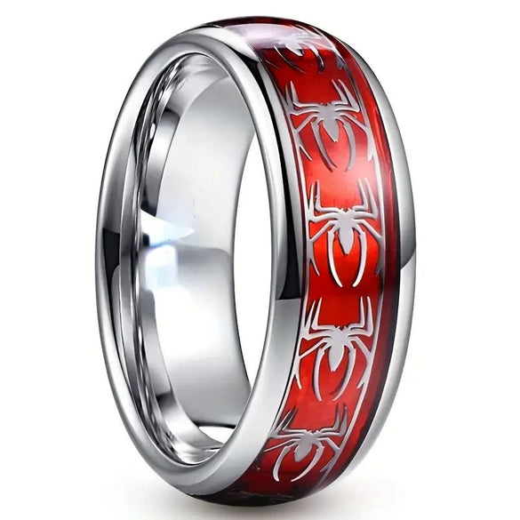 Fashion Creative Spider Geometric Stainless Steel Ring With Electroplating