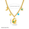 Fashion Creative Stainless Steel Gold Plated Moon Owl Star Pendant O Word Chain Collarbone Necklace