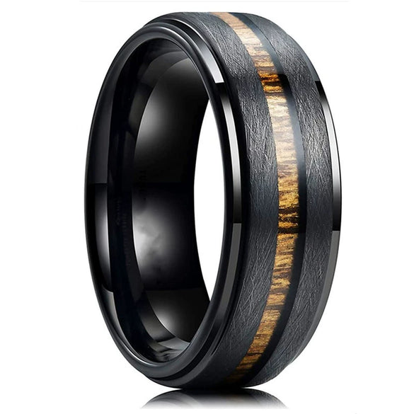 Fashion Creative Wood Grain Stainless Steel Ring