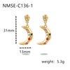 Fashion Crescent Colorful Zircon Earrings Stainless Steel 18K Gold Electroplated Jewelry For Women