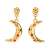 Fashion Crescent Colorful Zircon Earrings Stainless Steel 18K Gold Electroplated Jewelry For Women