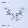 Fashion Crescent Colorful Zircon Earrings Stainless Steel 18K Gold Electroplated Jewelry For Women