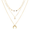 Fashion Crescent Star Zircon Pendant Multi-Layer Necklace
