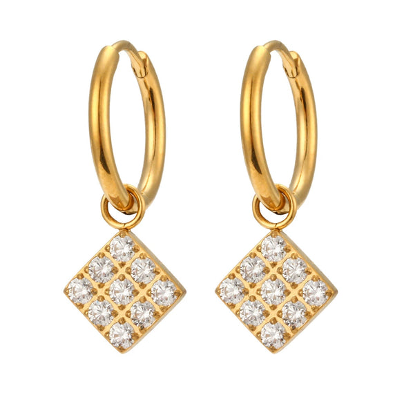 Fashion Cross And Eightpointed Star Earrings Jewelry Stainless Steel Electroplated Geometric Style For Women