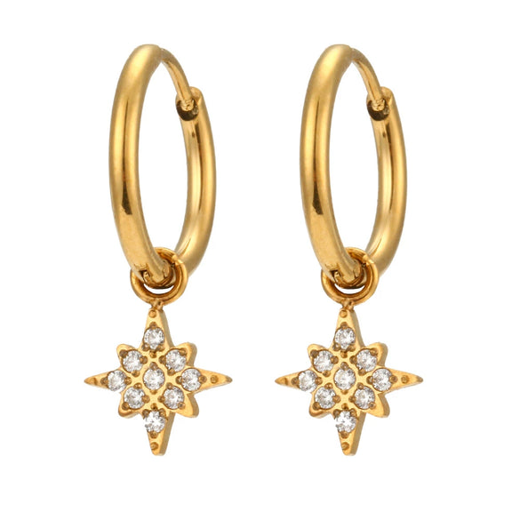 Fashion Cross And Eightpointed Star Earrings Jewelry Stainless Steel Electroplated Geometric Style For Women