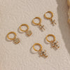 Fashion Cross And Eightpointed Star Earrings Jewelry Stainless Steel Electroplated Geometric Style For Women