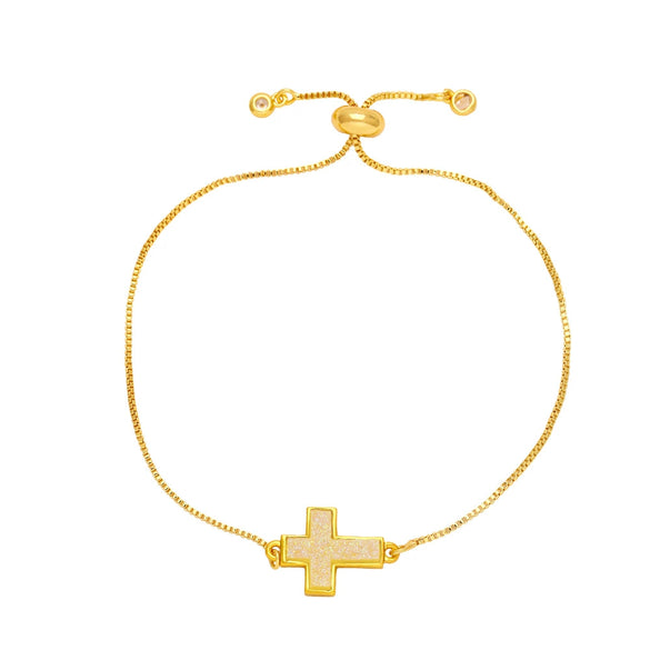 Fashion Cross Bracelet Copper Goldplated Electroplating Design