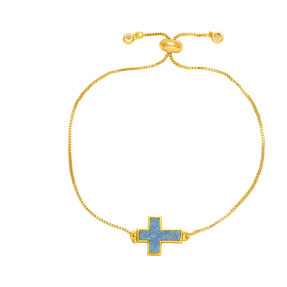 Fashion Cross Bracelet Copper Goldplated Electroplating Design
