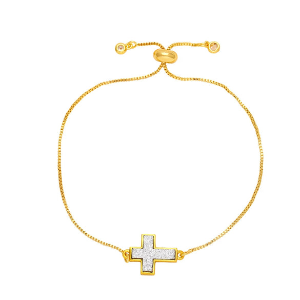 Fashion Cross Bracelet Copper Goldplated Electroplating Design