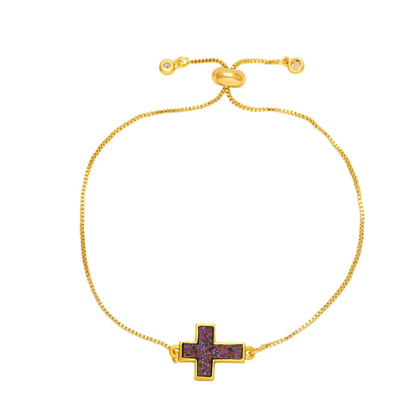 Fashion Cross Bracelet Copper Goldplated Electroplating Design