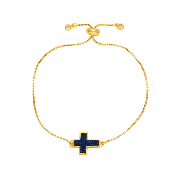 Fashion Cross Bracelet Copper Goldplated Electroplating Design