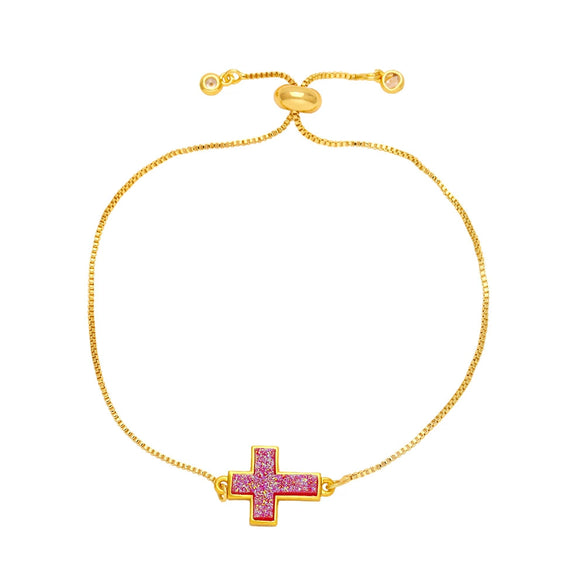 Fashion Cross Bracelet Copper Goldplated Electroplating Design