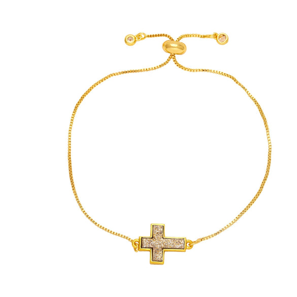 Fashion Cross Bracelet Copper Goldplated Electroplating Design