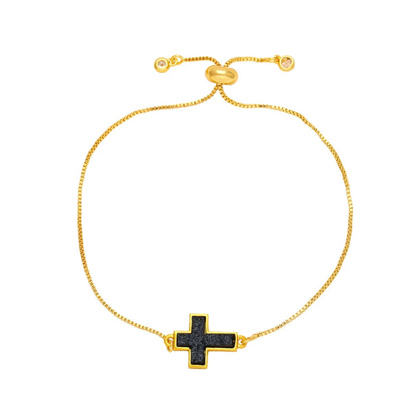 Fashion Cross Bracelet Copper Goldplated Electroplating Design
