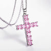 Fashion Cross Copper Inlay Zircon Pendant Necklace