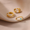Fashion Cross Multilayer Open Ring For Women Stainless Steel Goldplated Water Drop Shape