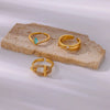 Fashion Cross Multilayer Open Ring For Women Stainless Steel Goldplated Water Drop Shape