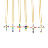 Fashion Cross Stainless Steel Copper Plating Inlay Zircon Pendant Necklace 1 Piece